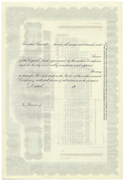Kansas City, Fort Scott and Memphis Railway Company Stock Certificate