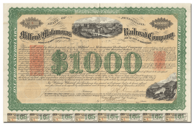 Milford and Matamoras Railroad Company Bond Certificate