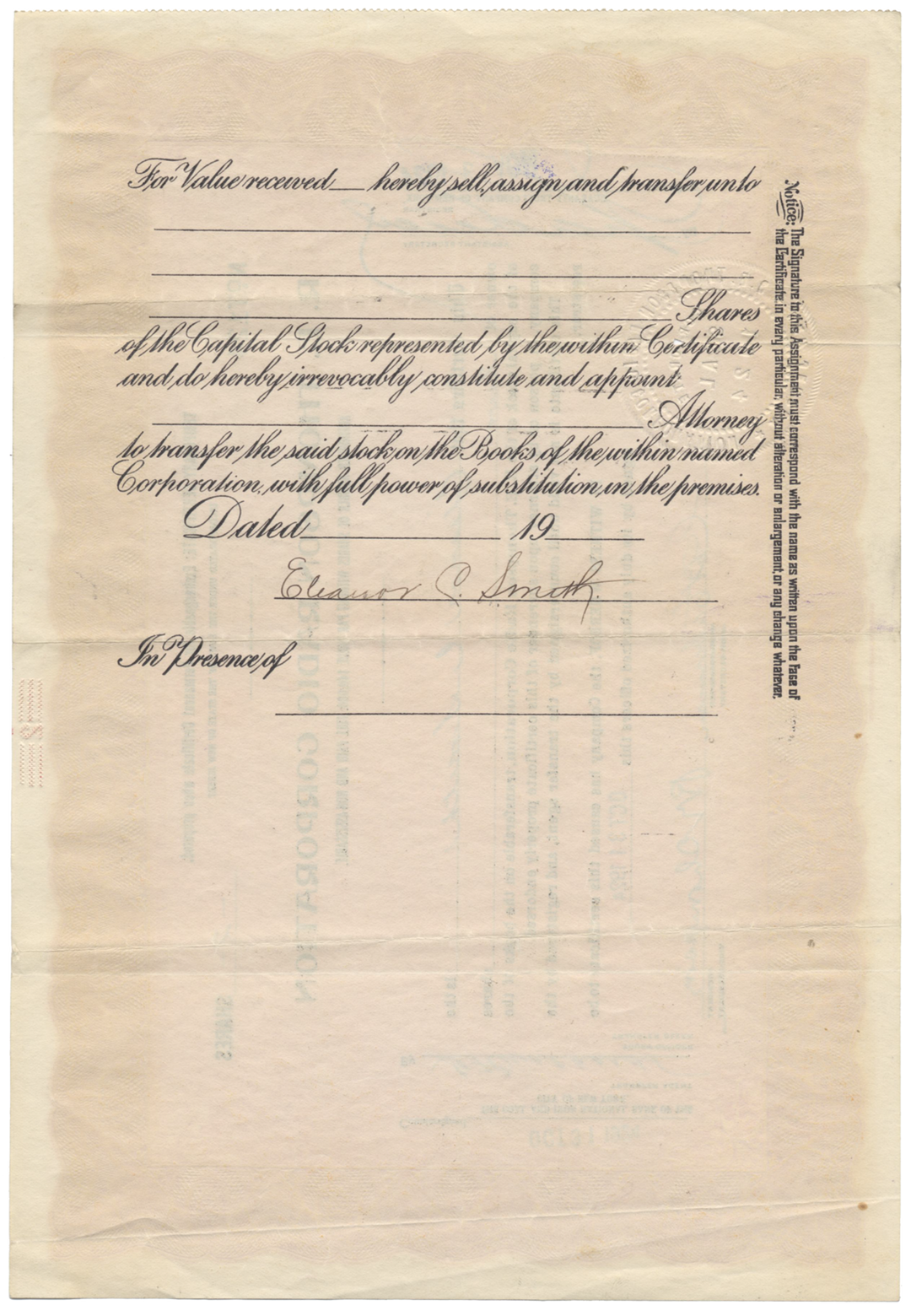 R. E. Thompson Radio Corporation Stock Certificate