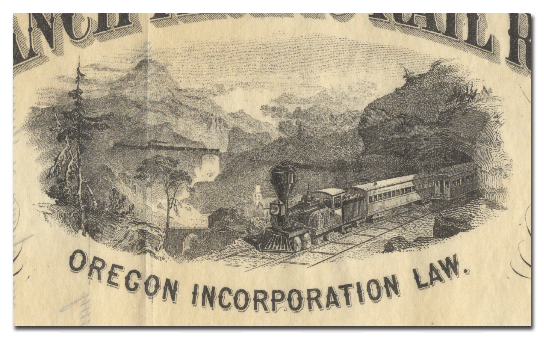 Oregon Branch Rail Road Company Stock Certificate