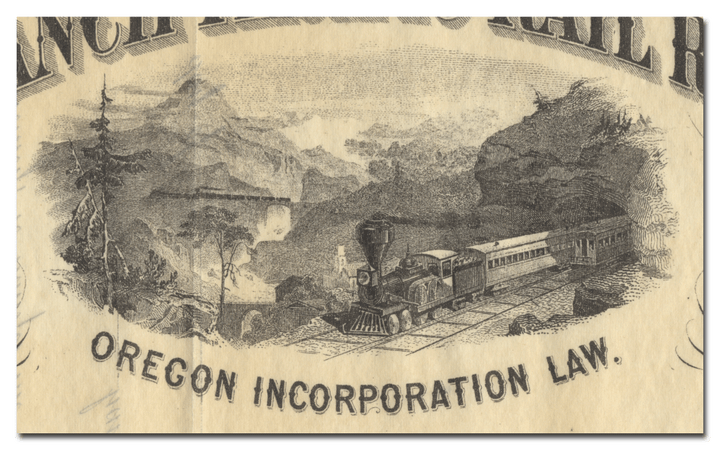 Oregon Branch Rail Road Company Stock Certificate