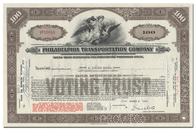 Philadelphia Transportation Company Stock Certificate