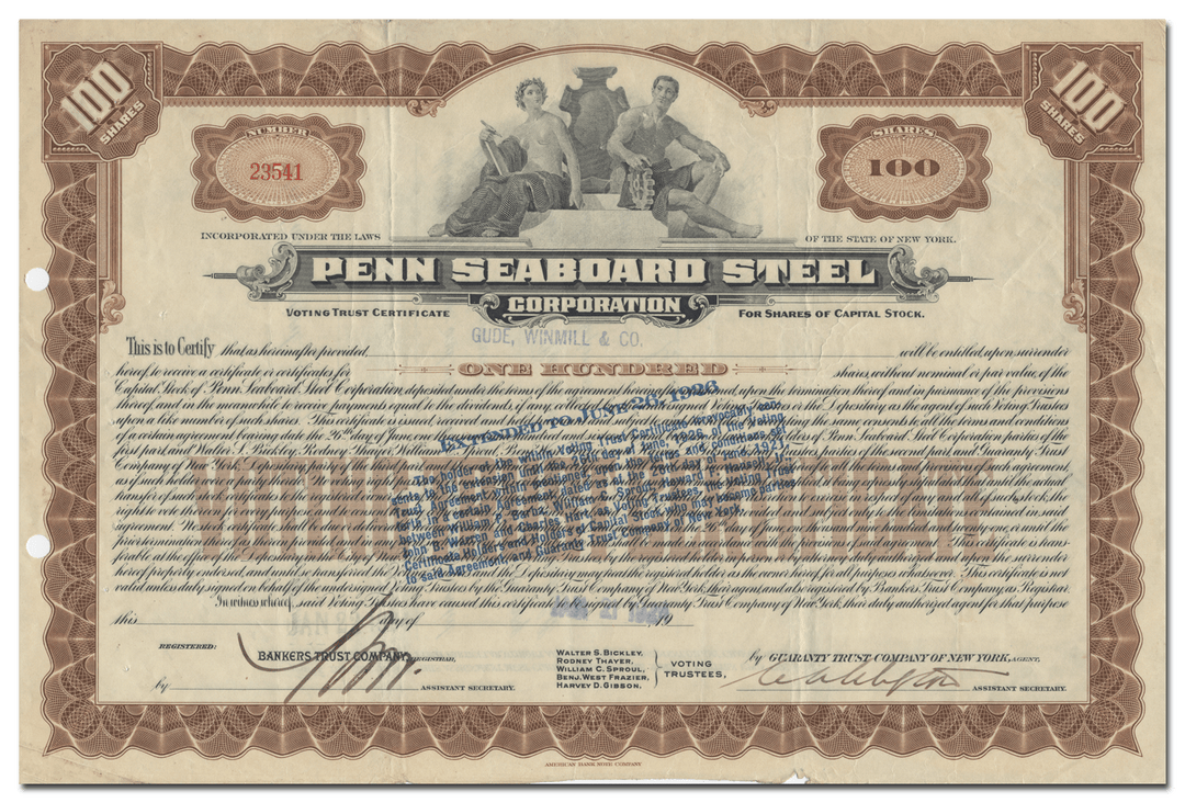 Penn Seaboard Steel Corporation Stock Certificate