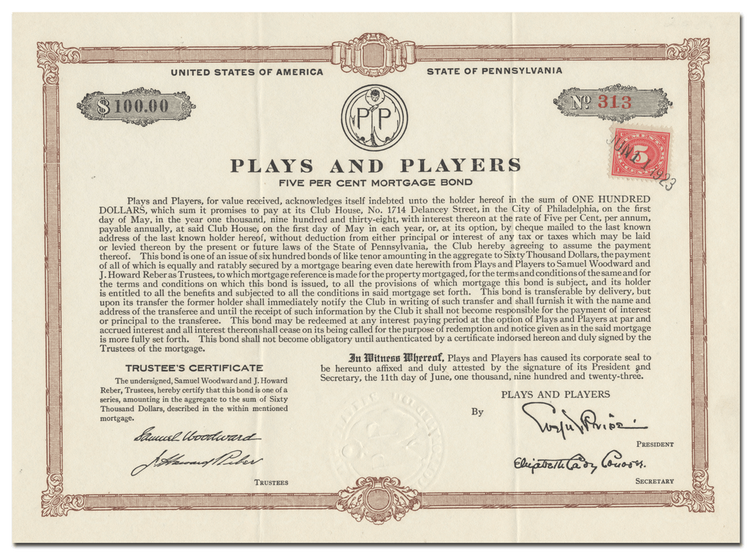 Plays and Players Bond Certificate