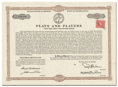 Plays and Players Bond Certificate