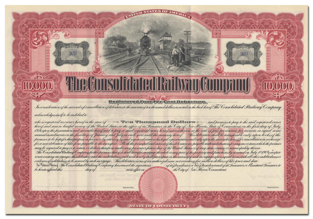 Consolidated Railway Company Bond Certificate