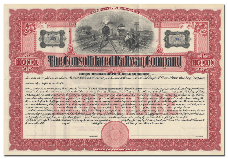 Consolidated Railway Company Bond Certificate