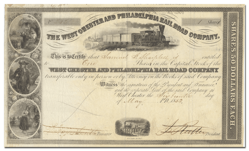 West Chester and Philadelphia Rail Road Company Stock Certificate