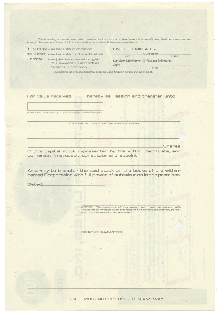 Delta Air Lines, Inc. Specimen Stock Certificate