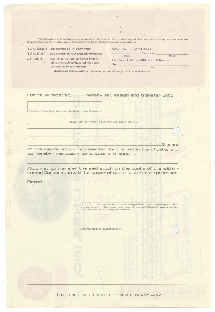 Delta Air Lines, Inc. Specimen Stock Certificate