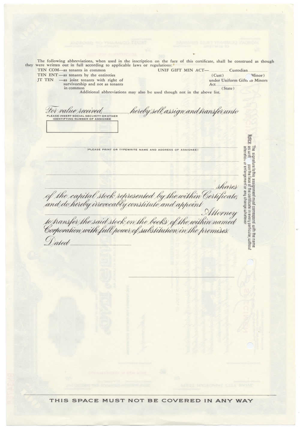 Delta Air Lines, Inc. Specimen Stock Certificate