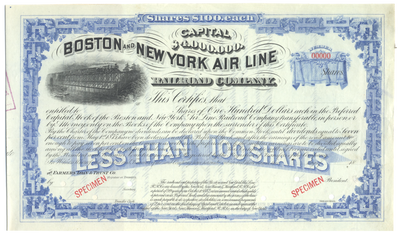 Boston and New York Air Line Railroad Company Specimen Stock Certificate