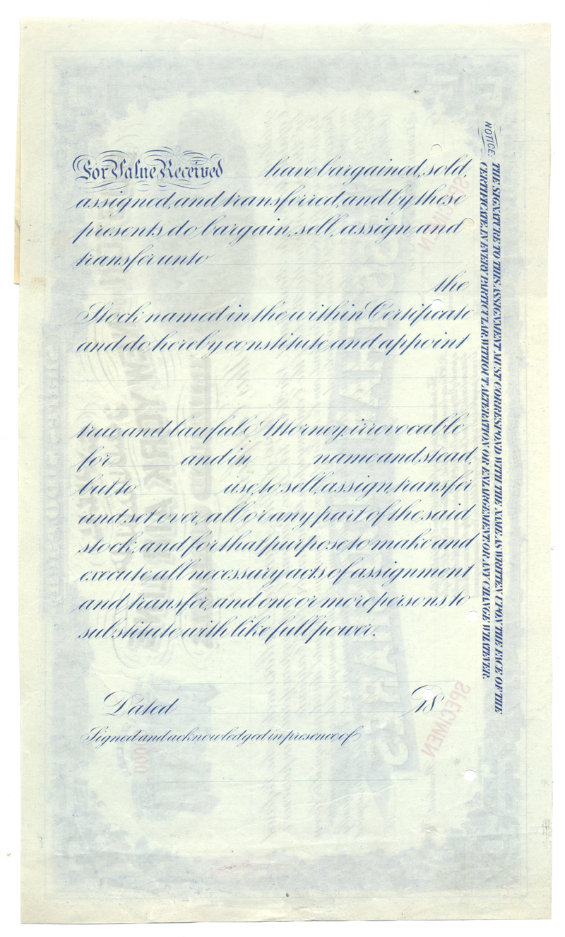 Boston and New York Air Line Railroad Company Specimen Stock Certificate