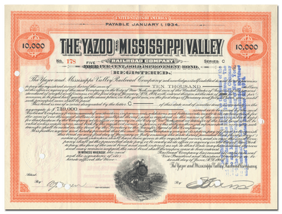 Yazoo and Mississippi Valley Railroad Company Bond Certificate
