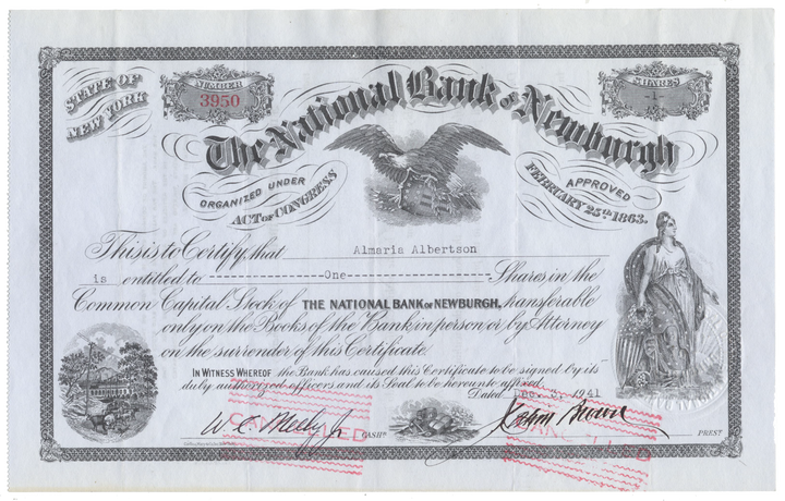 National Bank of Newburgh Stock Certificate