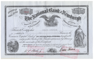 National Bank of Newburgh Stock Certificate