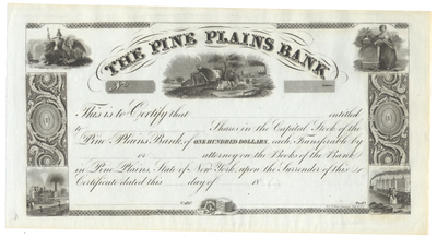 Pine Plains Bank Stock Certificate