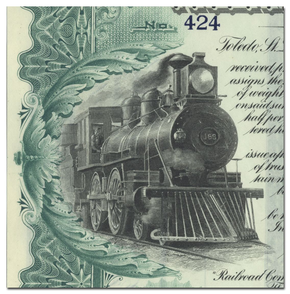 Toledo, St. Louis and Western Railroad Company Bond Certificate