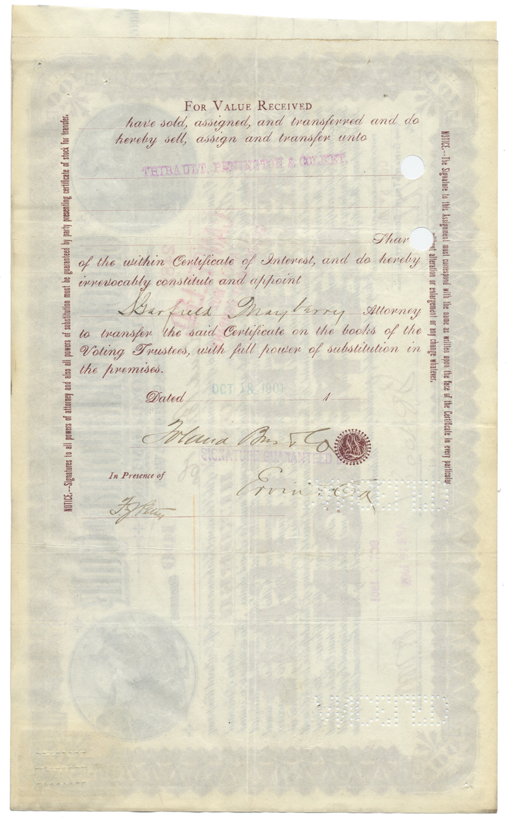 Choctaw, Oklahoma and Gulf Railroad Company Stock Certificate