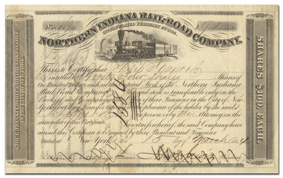 Northern Indiana Rail-Road Company Stock Certificate