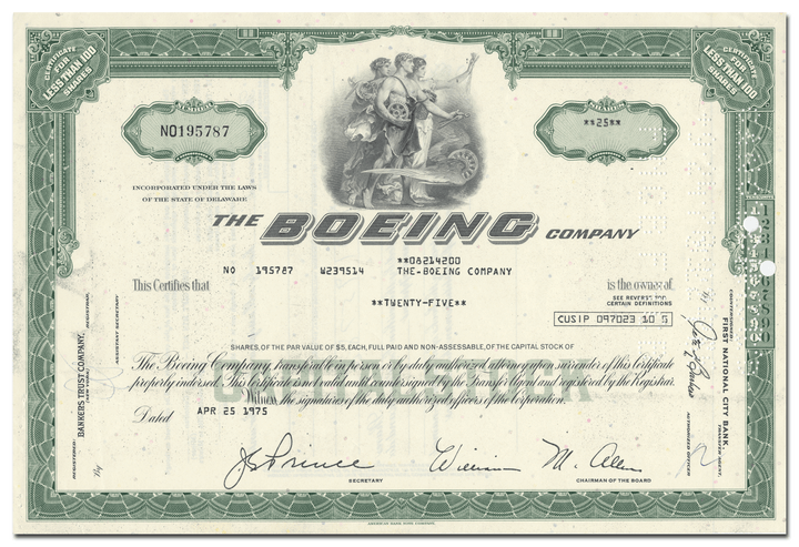 Boeing Company Stock Certificate