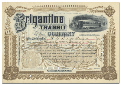 Brigantine Transit Company Stock Certificate