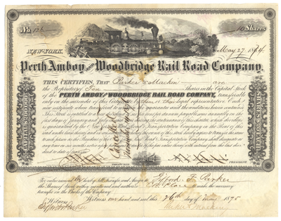 Perth Amboy and Woodbridge Rail Road Company Stock Certificate