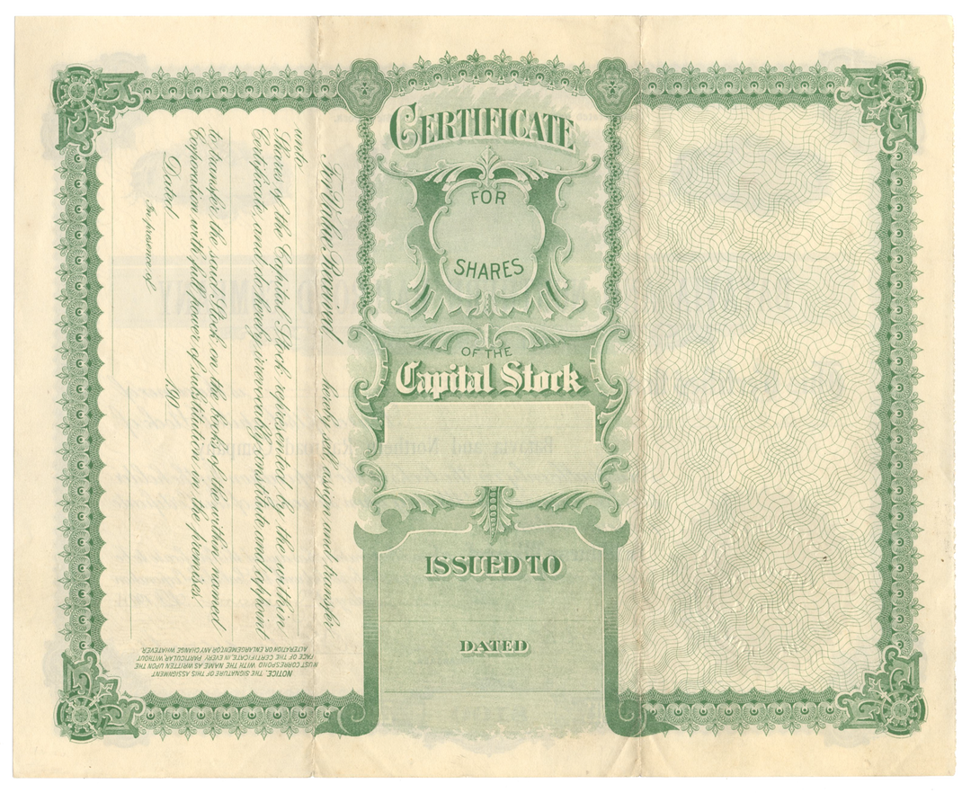 Batavia and Northern Railroad Company Stock Certificate