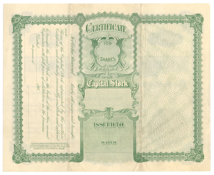 Batavia and Northern Railroad Company Stock Certificate