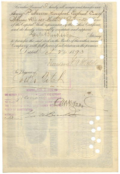 Tennessee Coal, Iron and Railroad Company Stock Certificate