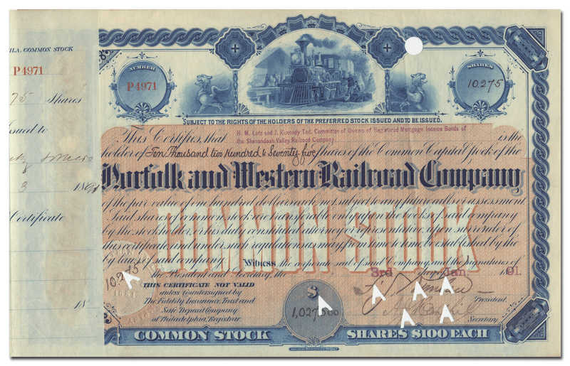 Norfolk and Western Railroad Company Stock Certificate