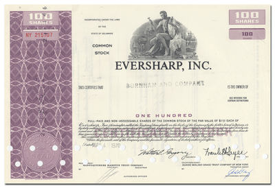 Eversharp, Inc. Stock Certificate
