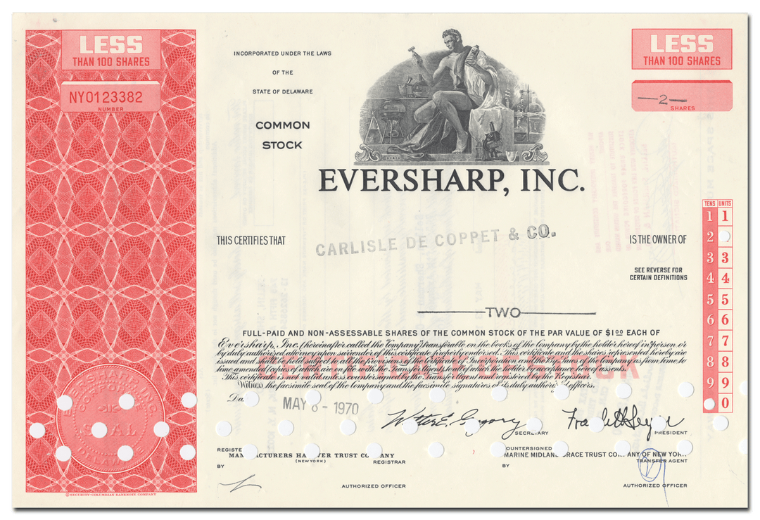 Eversharp, Inc. Stock Certificate