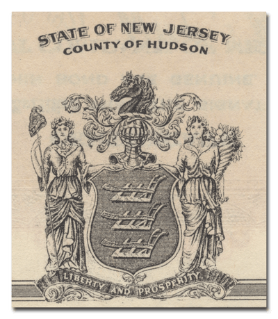 City of Jersey City, New Jersey Bond Certificate