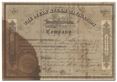 Ocean Steam Navigation Company Stock Certificate