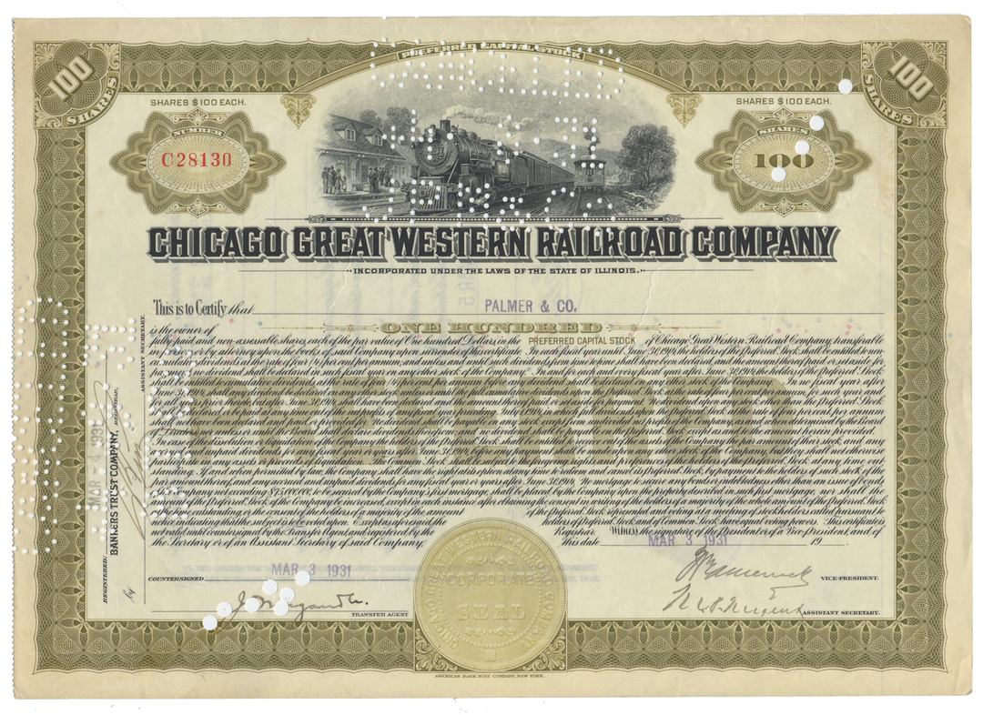 Chicago Great Western Railroad Company Stock Certificate