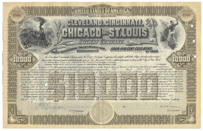 Cleveland, Cincinnati, Chicago & St. Louis Railway Company Bond Certificate