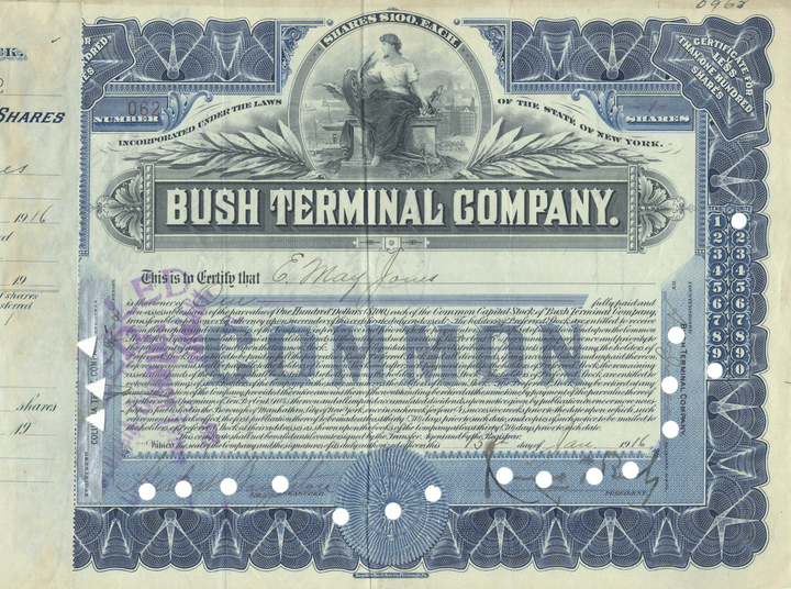 Bush Terminal Company Stock Certificate