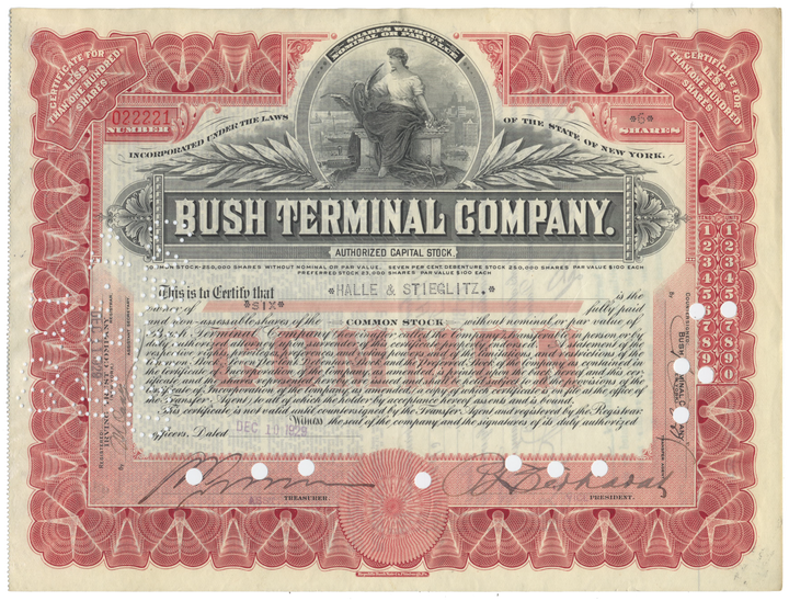 Bush Terminal Company Stock Certificate