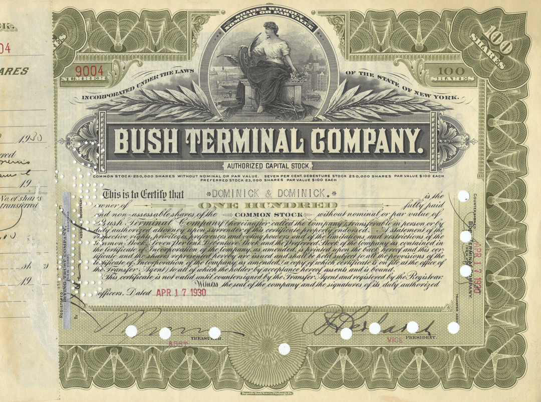 Bush Terminal Company Stock Certificate