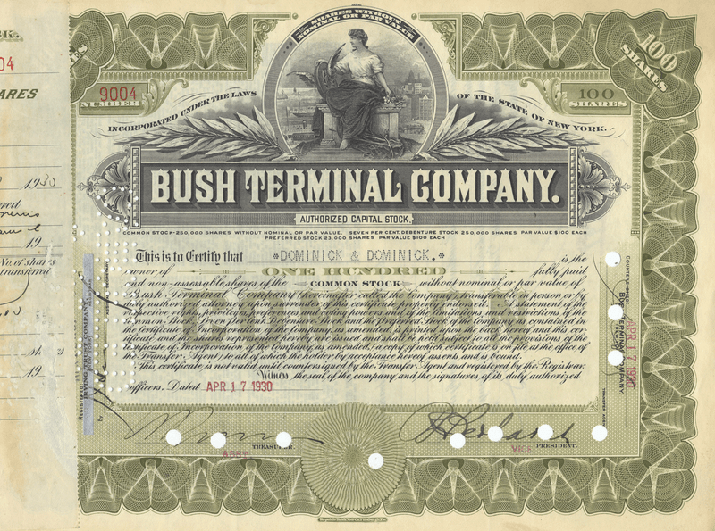 Bush Terminal Company Stock Certificate