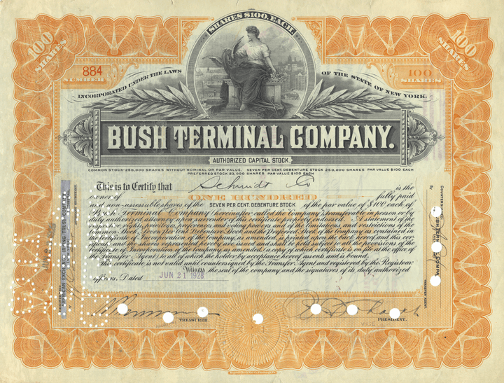 Bush Terminal Company Stock Certificate