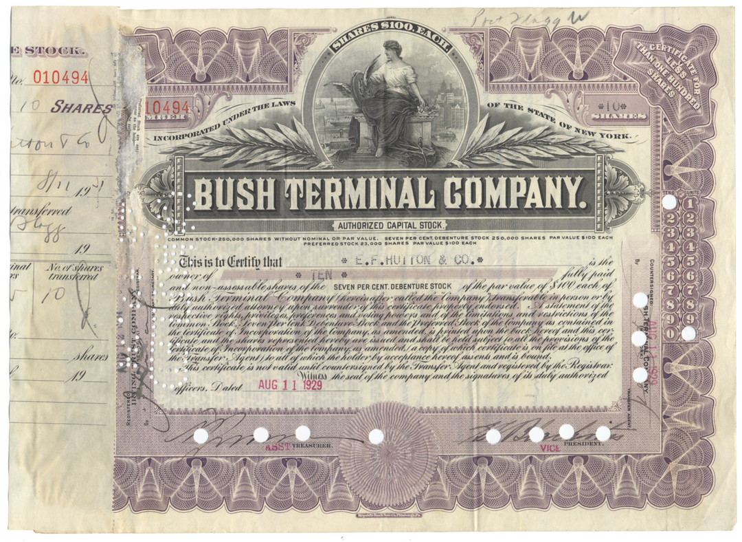 Bush Terminal Company Stock Certificate