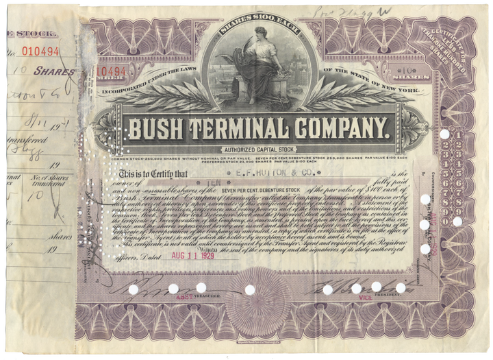 Bush Terminal Company Stock Certificate