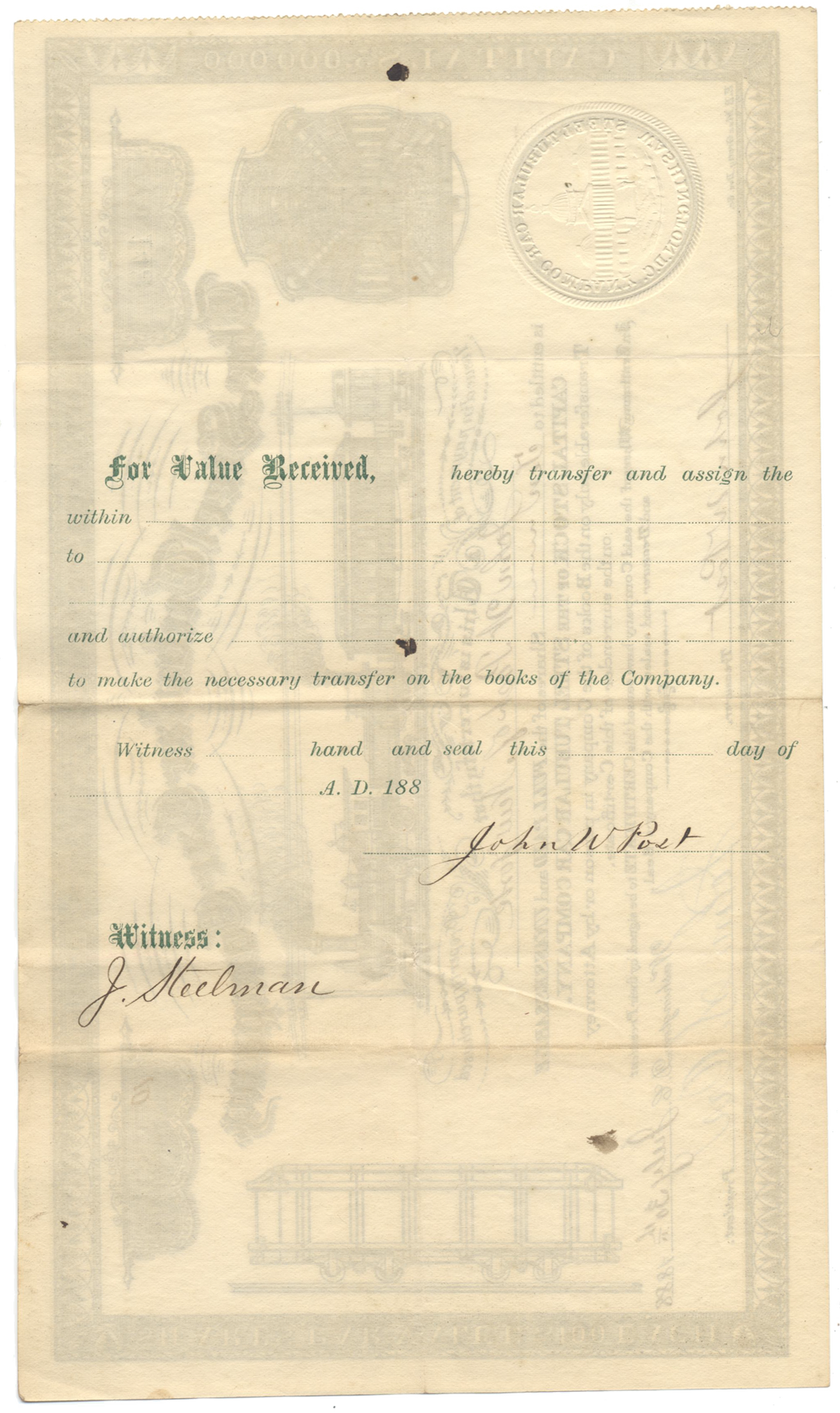 Steel Tubular Car Company Stock Certificate