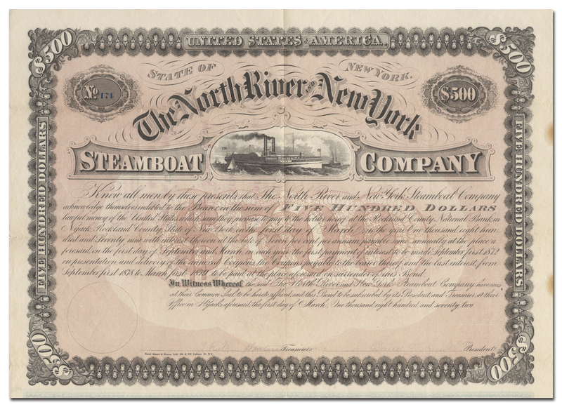 North River and New York Steamboat Company Bond Certificate