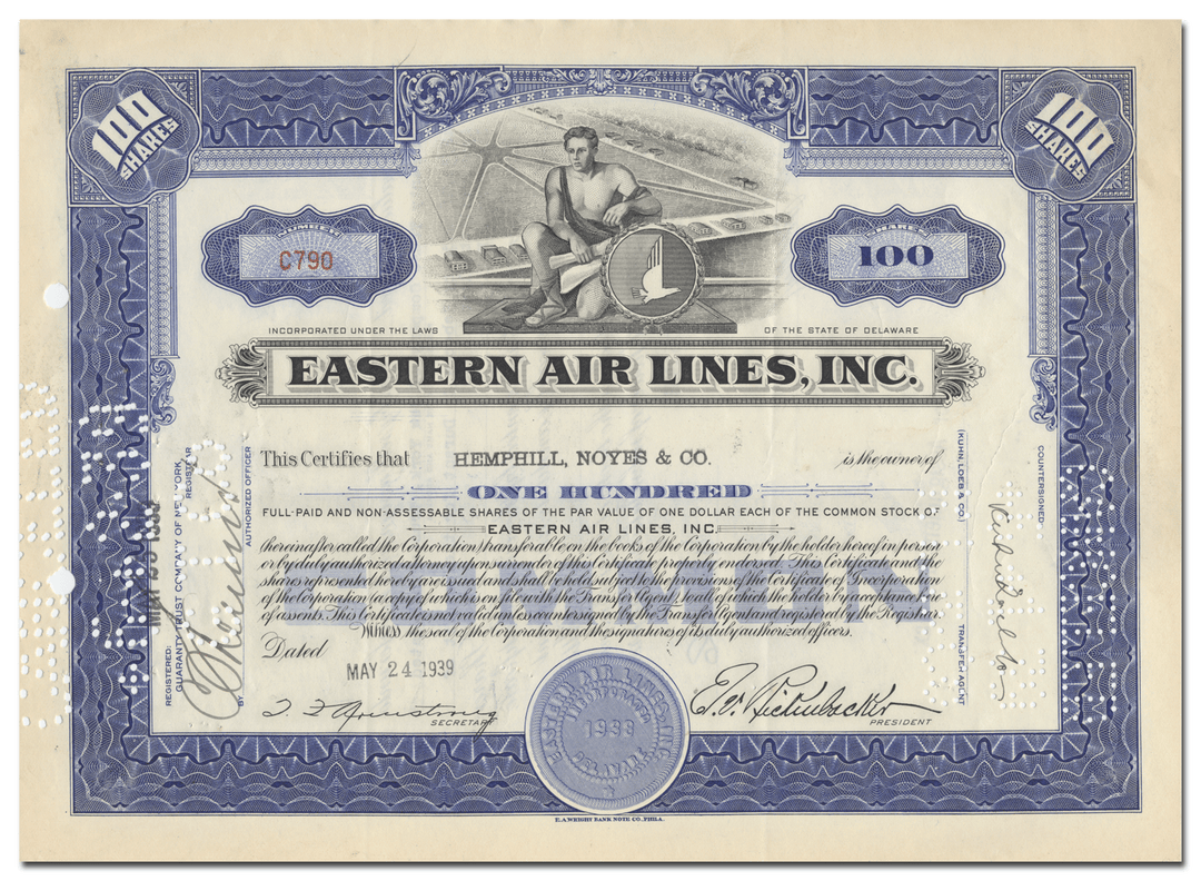 Eastern Air Lines, Inc. Stock Certificate