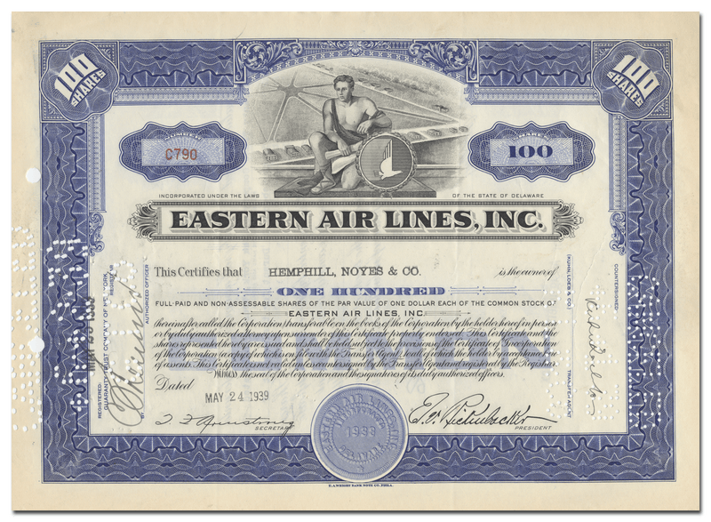 Eastern Air Lines, Inc. Stock Certificate