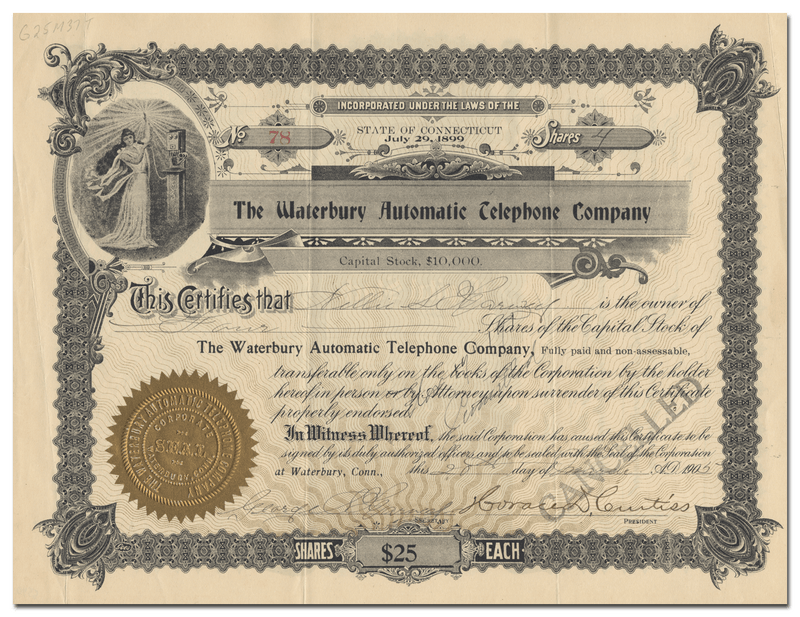 Waterbury Automatic Telephone Company Stock Certificate