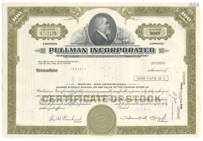 Pullman Incorporated Stock Certificate